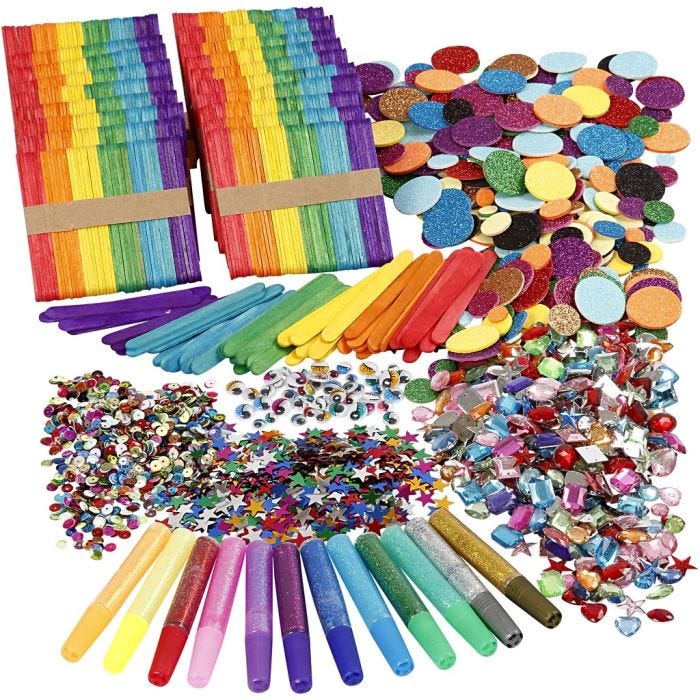 Paillettes et bâtonde glace, ass. de couleurs, 1 set