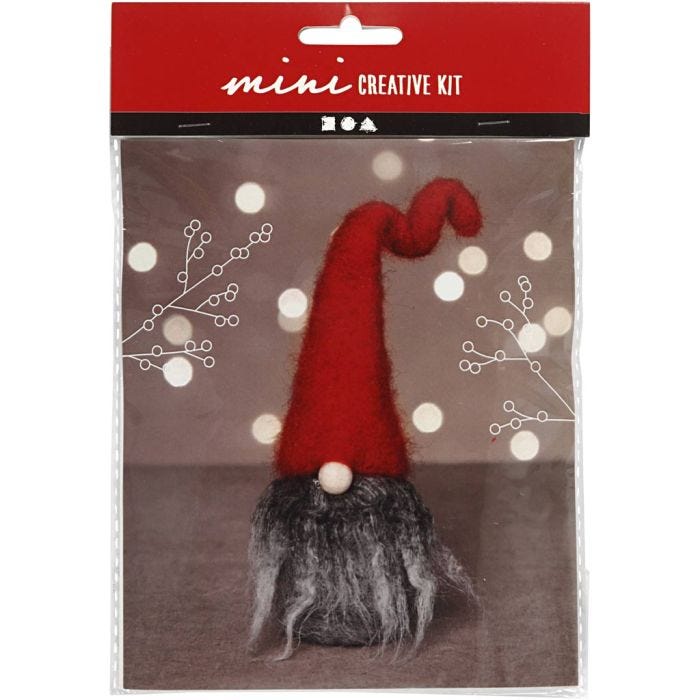 Mini Kit DIY, lutin de Noël à barbe grise, 13 cm, 1 Pq.