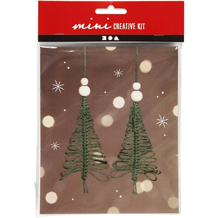 Mini Kit DIY, sapin de Noël en macramé, H: 11 cm, 1 Pq.