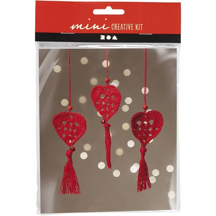 Mini Kit DIY Crochet, Cœurs, 1 Pq.