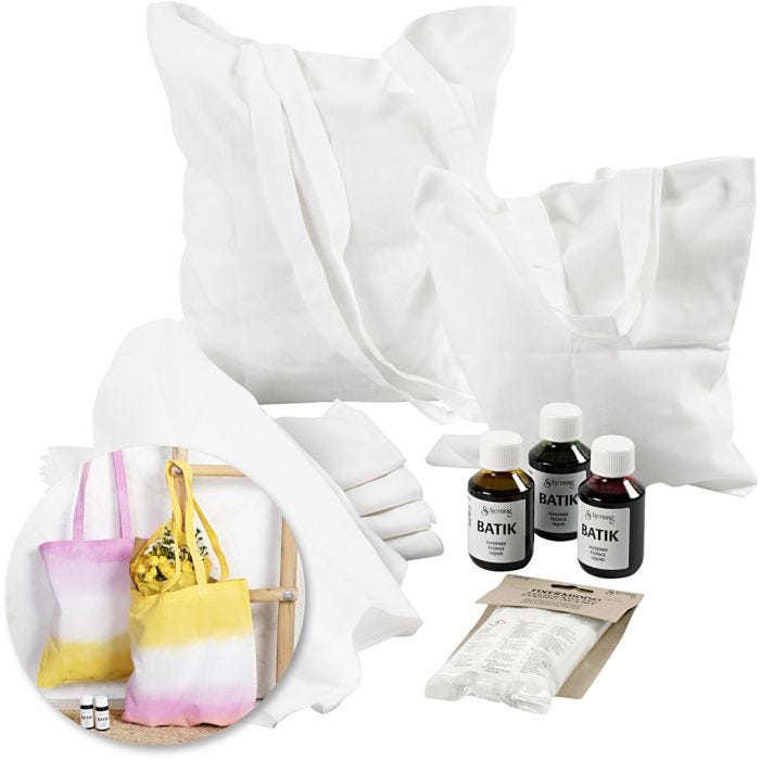 Kits - Torchons et sac fourre-tout teints en batik, 1 set