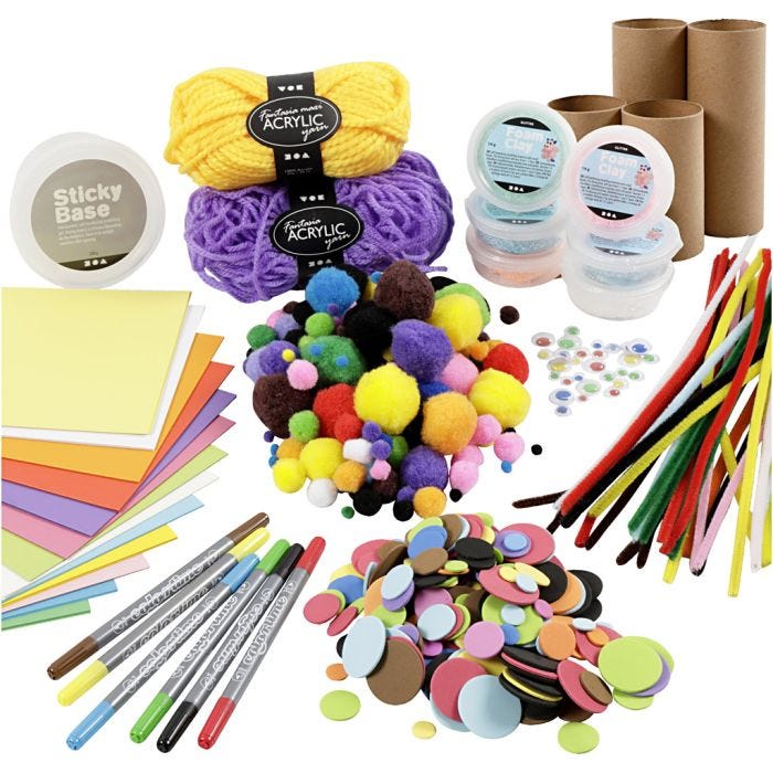 Kits - Figurines faites à partir de tubes en carton, couleurs Joyeuses, 1 set