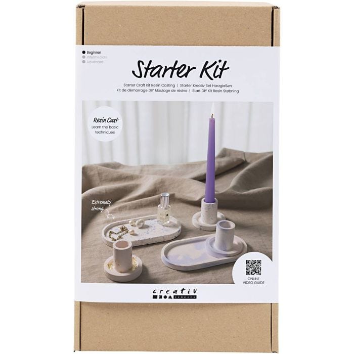 Starter Hobbyset Hars Gieten, Kandelaren en dienbladen, blauw, lichtroze, wit, 1 doos