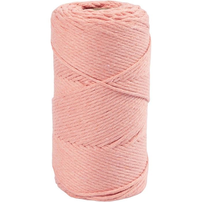 Cordon pour Macramé, L : 198 M, d 2 mm, rose, 330 gr/ 1 rouleau