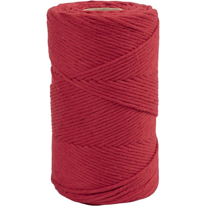 Cordon pour Macramé, L : 198 M, d 2 mm, rouge, 330 gr/ 1 rouleau