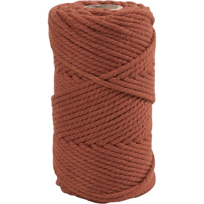 Cordon pour macramé, L : 55 M, d 4 mm, orange brulé, 330 gr/ 1 rouleau