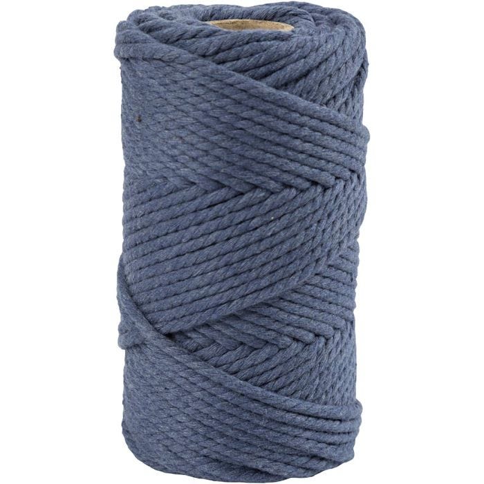 Cordon pour macramé, L : 55 M, d 4 mm, bleu, 330 gr/ 1 rouleau