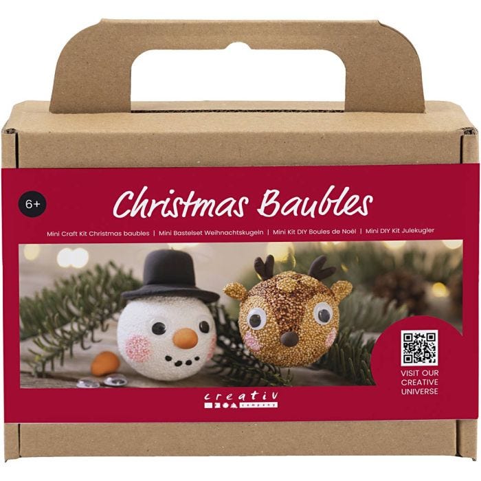 Mini Kit DIY Boules de Noël, Renne et bonhomme de neige, 1 Pq.