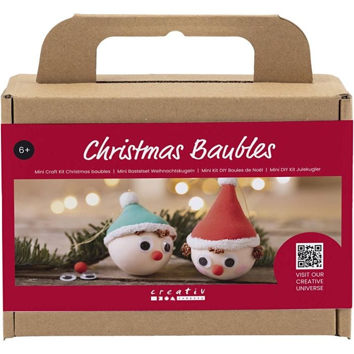Mini Kit DIY Boules de Noël, Lutins rouges et verts, 1 Pq.
