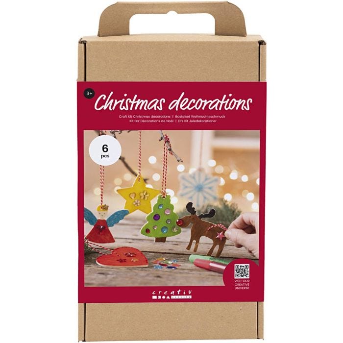 Kit DIY Décorations de Noël, Coloriage, 1 Pq.
