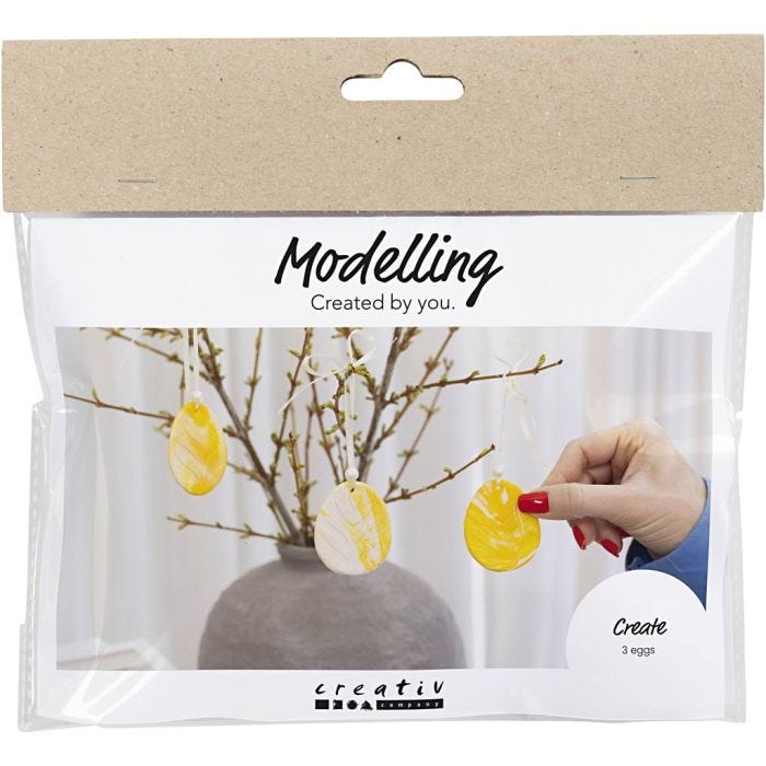 Mini Kit DIY Modelage, Œuf, jaune clair, couleurs pastel, 1 Pq.