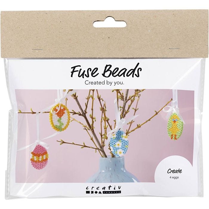 Mini Kit DIY Perles à repasser, Décorations à suspendre faites avec des oeufs, ass. de couleurs, 1 Pq.