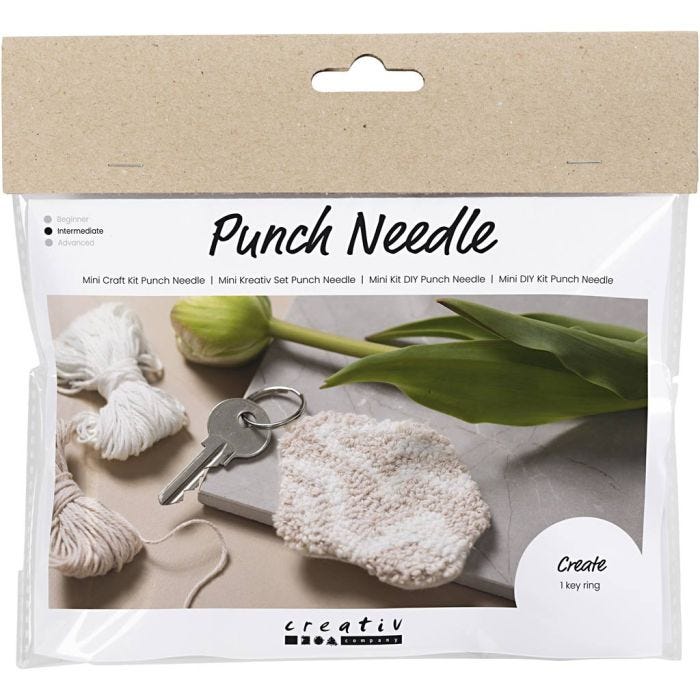 Mini Kit DIY Punch Needle, Porte-clés, beige, 1 Pq.