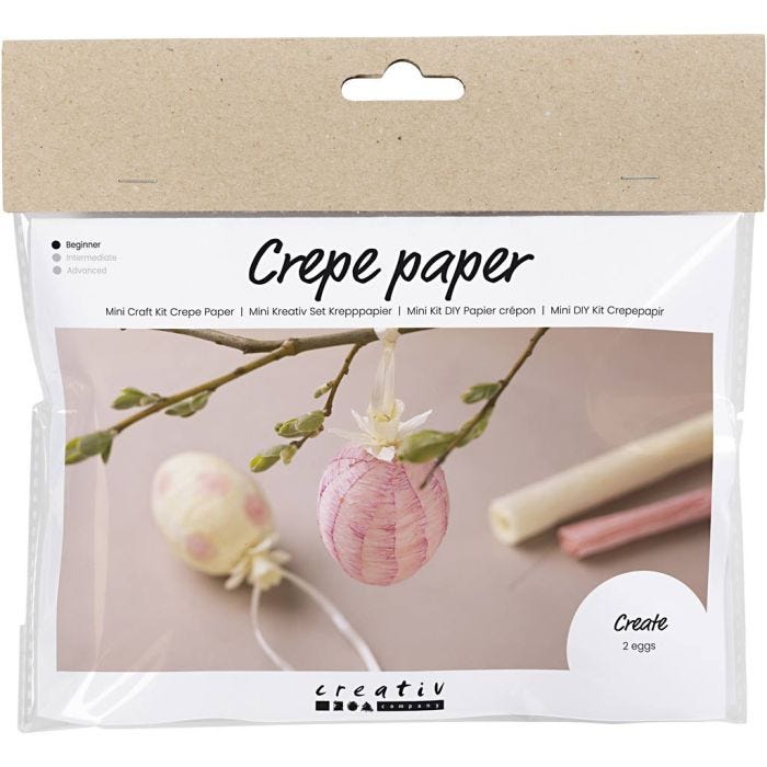 Mini Kit DIY Papier Crépon, Œufs, rose clair, jaune clair, 1 Pq.