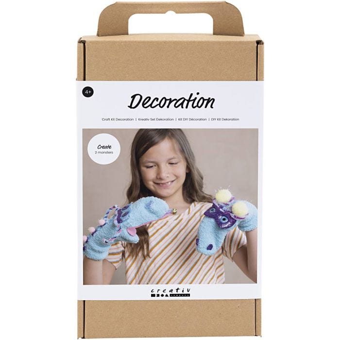 Kit DIY Décoration, Monstre chaussette, ass. de couleurs, 1 Pq.