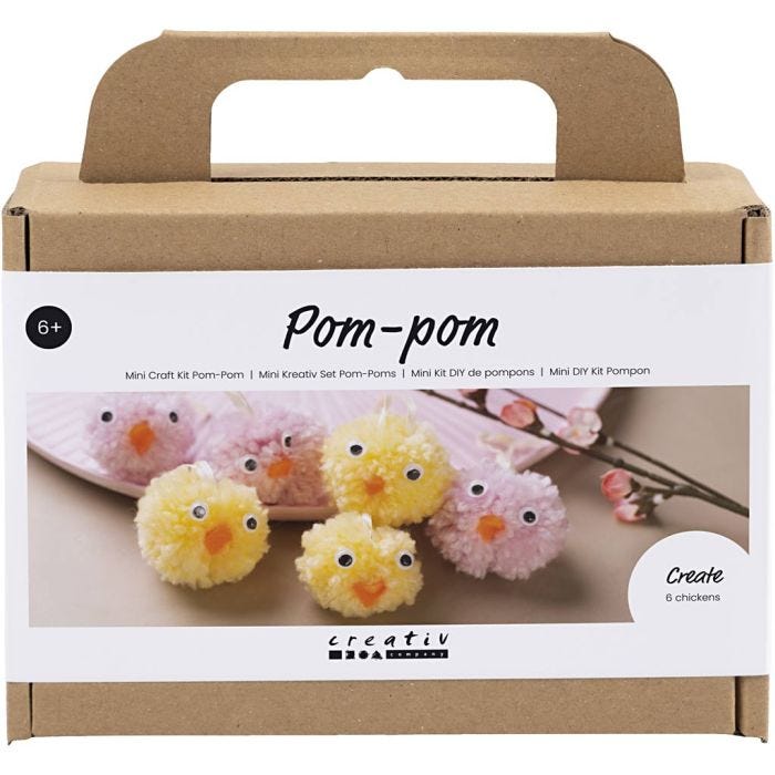 Mini Hobbyset Pompom, Kuikens, diverse kleuren, 1 doos