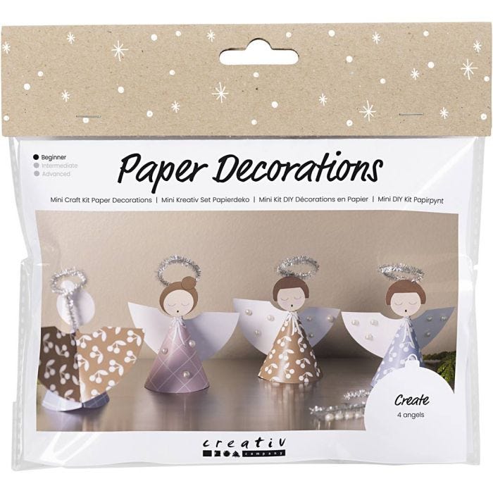Mini Kit DIY Décorations en Papier, Anges, ass. de couleurs, 1 Pq.