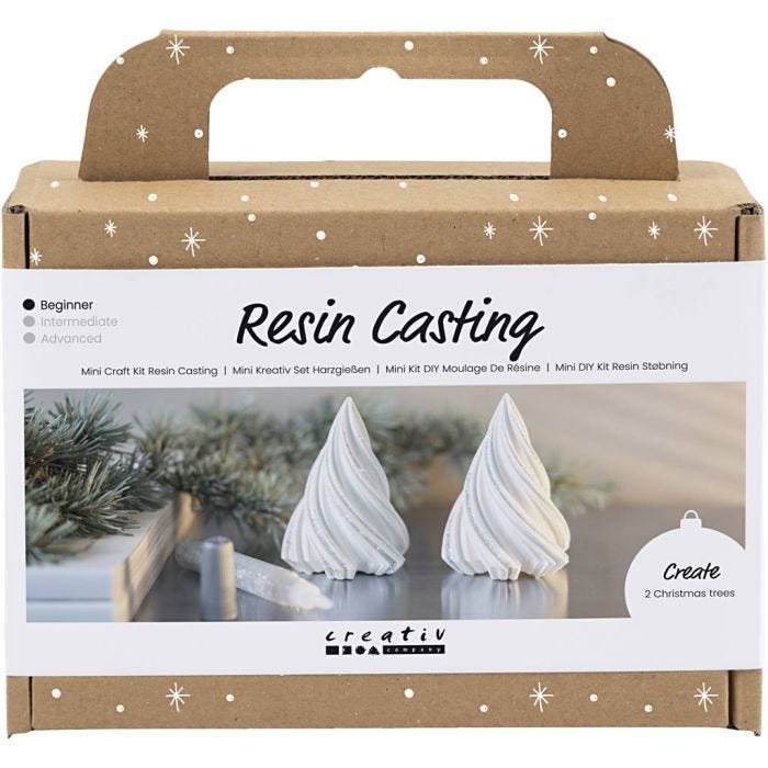 Mini Kit DIY Moulage en Résine, Sapins de Noël, blanc, 1 Pq.