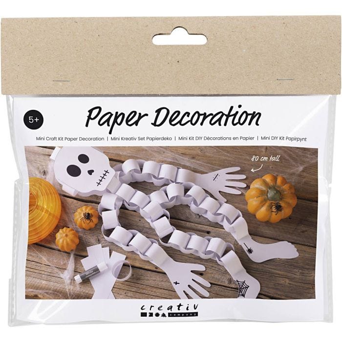 Mini Kit DIY Décorations en Papier, Squelette, noir/blanc, 1 Pq.