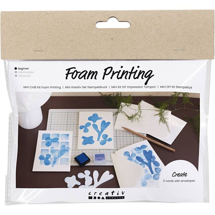 Mini Kit DIY Impression Tampon, Carte avec motif, blanc, blanc cassé, 1 Pq.