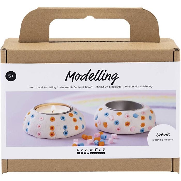 Mini Kit DIY Modelage, Bougeoirs, blanc, 1 Pq.