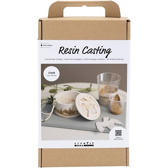 Kit DIY Moulage en Résine, Pot avec couvercle, beige, blanc cassé, 1 Pq.