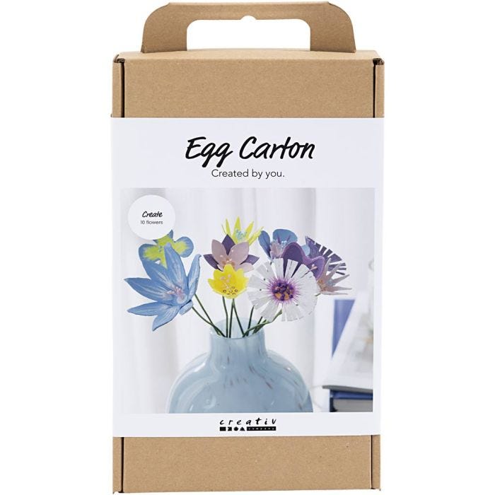 Kit DIY Fleurs Boîte à Œufs, couleurs pastel, 1 Pq.