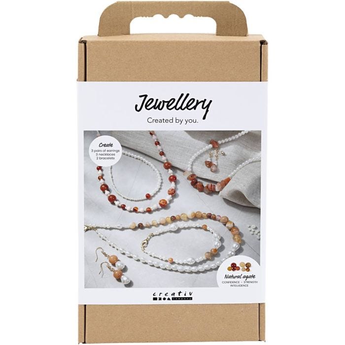 Kit DIY Bijoux, beige, orange brulé, nacré, 1 Pq.