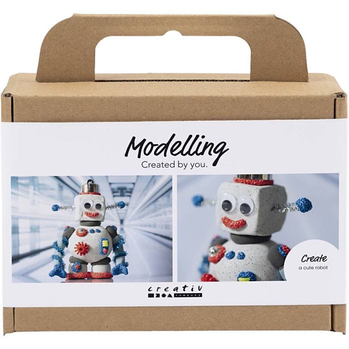 Mini Kit DIY Modelage, Robot, bleu, gris, rouge, 1 Pq.