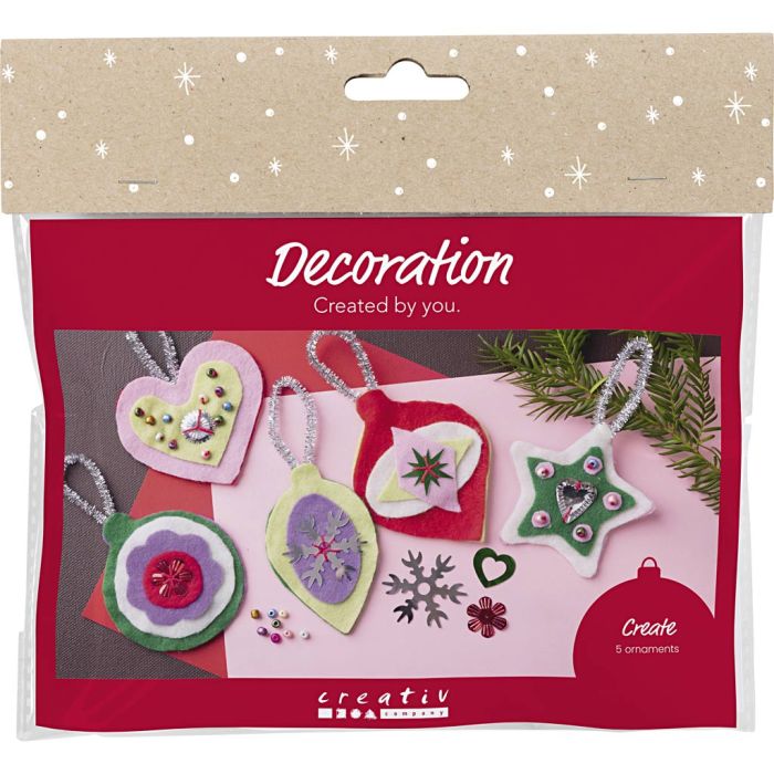 Mini Kit DIY Décoration, Décorations de Noël en feutre, ass. de couleurs, 1 Pq.