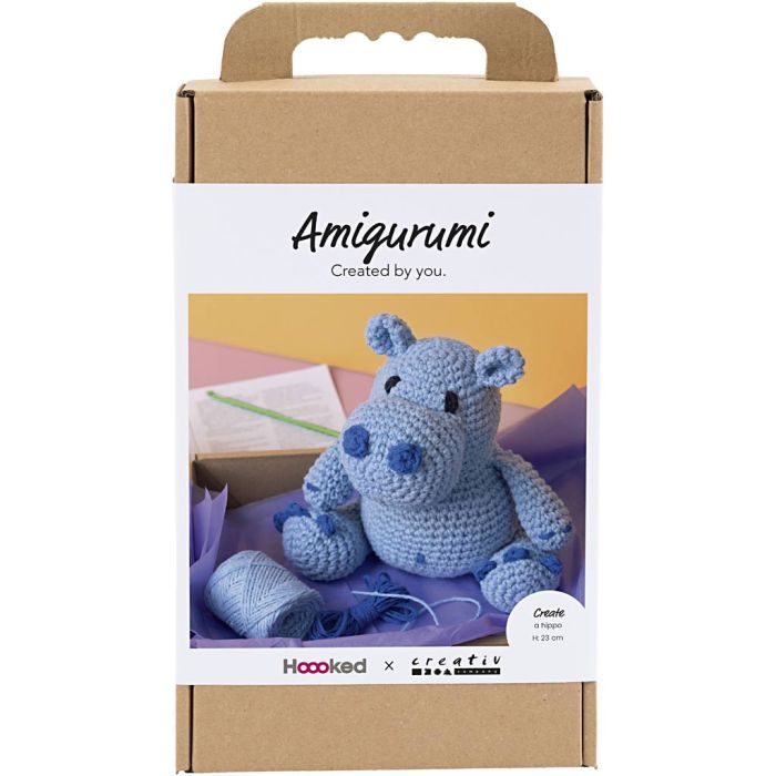 Kit DIY Amigurumi, Hippo, bleu, bleu clair, 1 Pq.