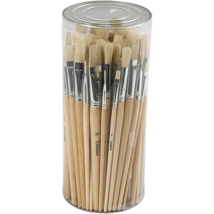 Pinceaux Nature Line, dim. 1+2+3+4+5+6+7+8+9+10, L : 19,5-23 cm, L : 4-17 mm, Plat,rond, 80 pièces/ 1 Pq.