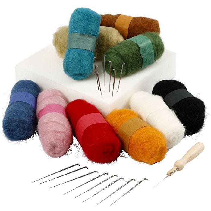 Feutrage à l'aiguille - kit de démarrage, ass. de couleurs, 1 set