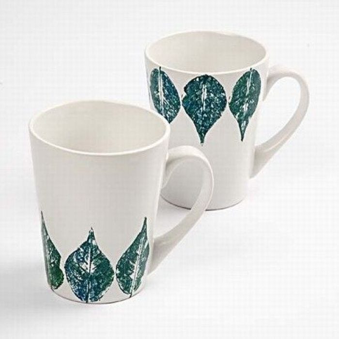 Mug with leaf prints