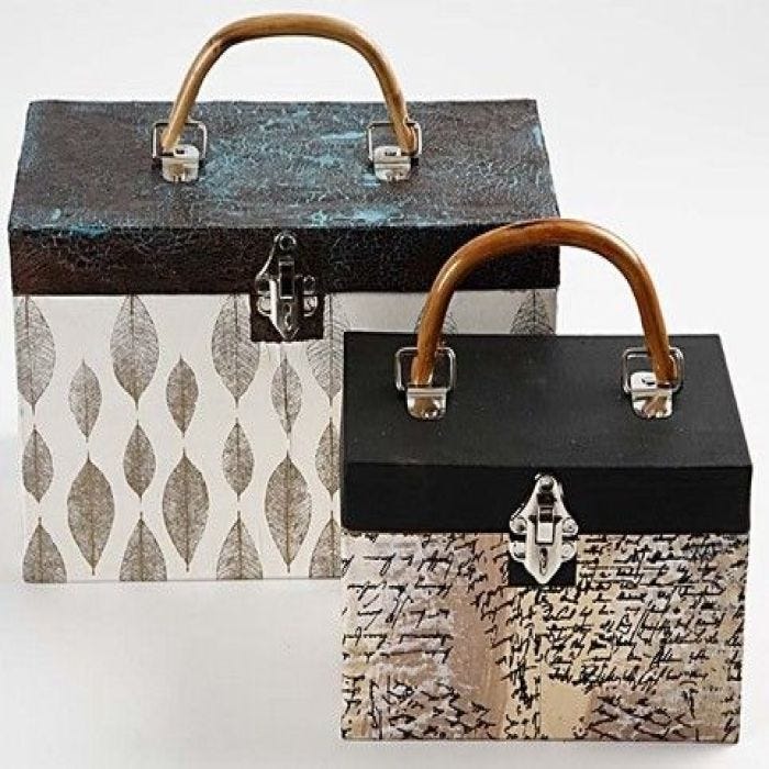 Suitcase with decoupage and a crackling effect