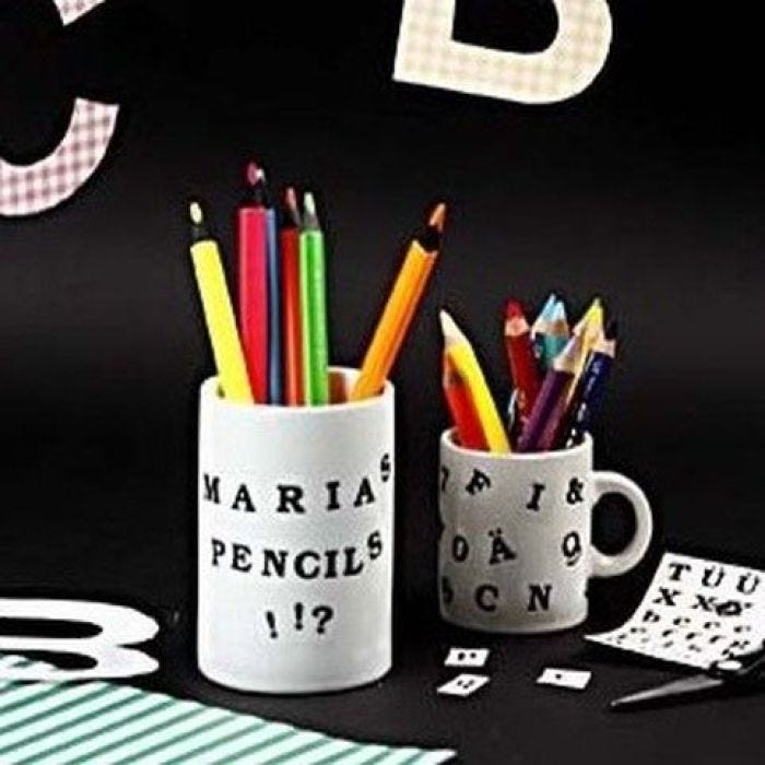Porcelain mug with Color Dekor letters