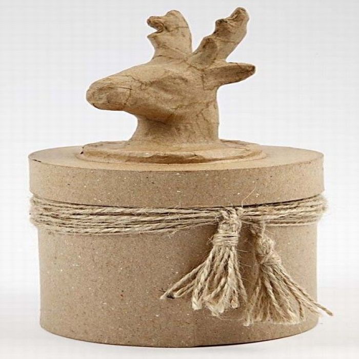 Deer on a Round Box with Tassels
