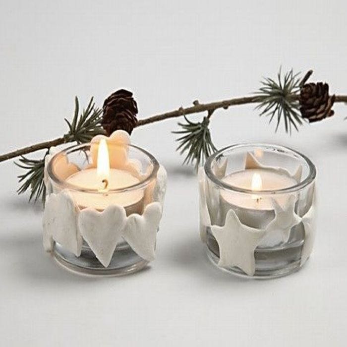 Kerst waxinelichten met Silk Clay