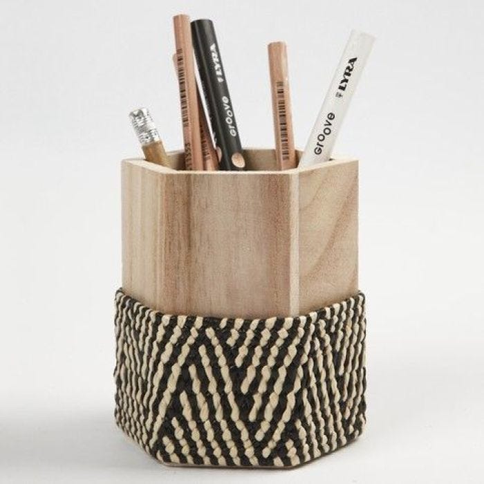 Braided Raffia on a Pencil Holder