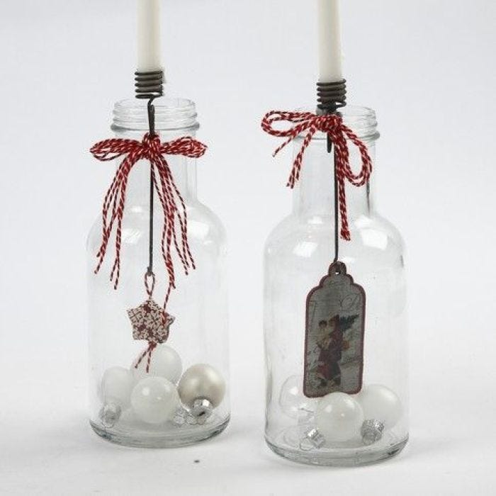 Bougeoirs en verre décorés