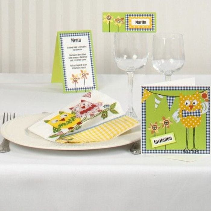 A Bright Owl on Greeting Cards as an Invitation or Congratulation