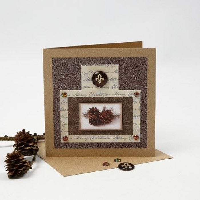 A Christmas Card with Glitter Foil, Design Paper and a Cabochon
