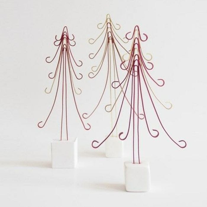 A Christmas Tree from coloured Aluminium Wire on a Cernit Stand