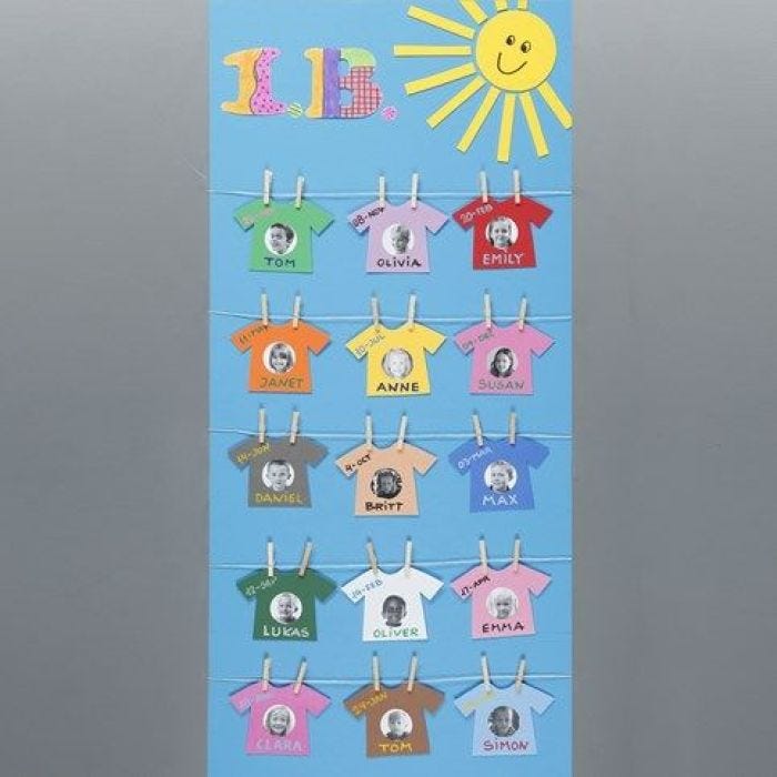 A Poster with Names and Pictures as Washing on a Clothes Line