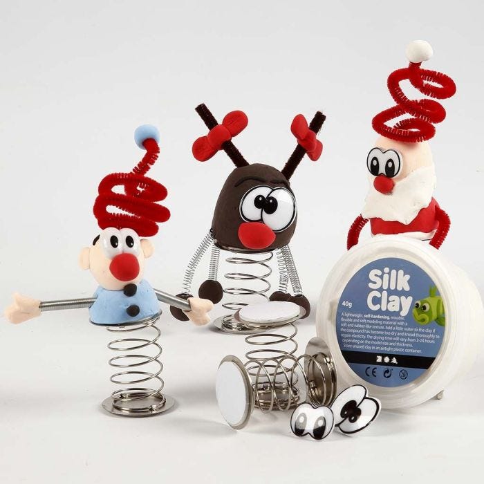 Silk Clay kerstfiguren op een springveer