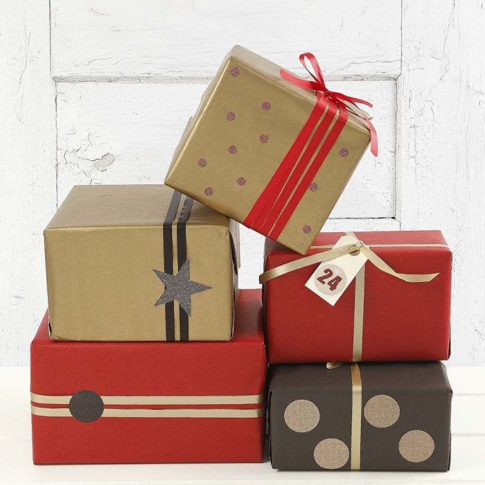 Goud, rood en zwart cadeaupapier