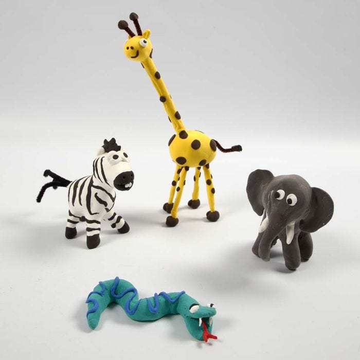 Animaux sauvages sur squelettes avec Silk Clay