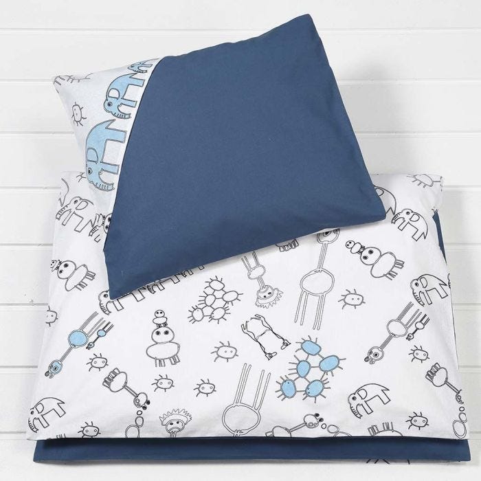 Literie pour couette et taie d'oreiller pour bébé en tissu décorées de dessins