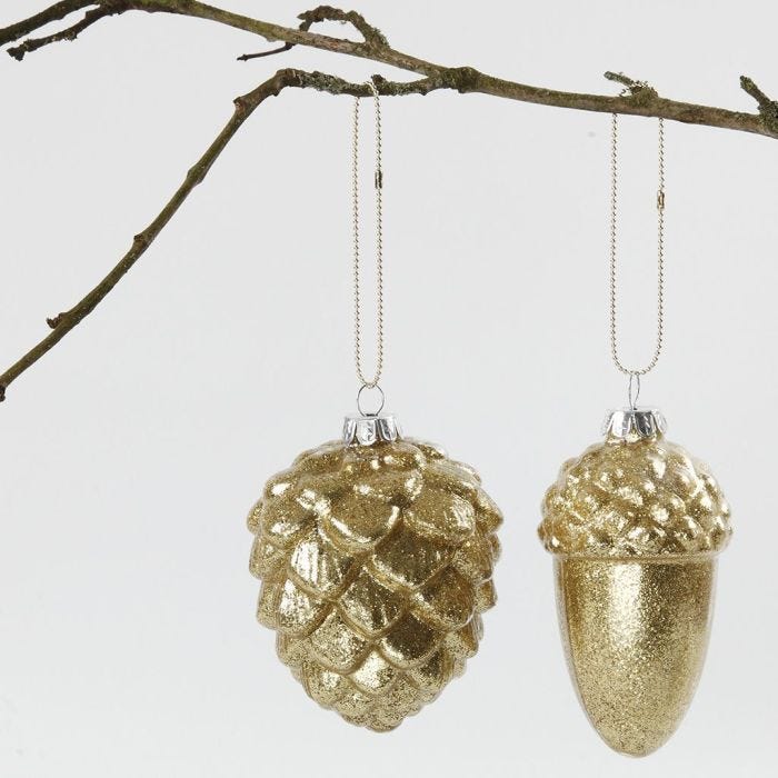 Glass Baubles with gold Glitter on the inside