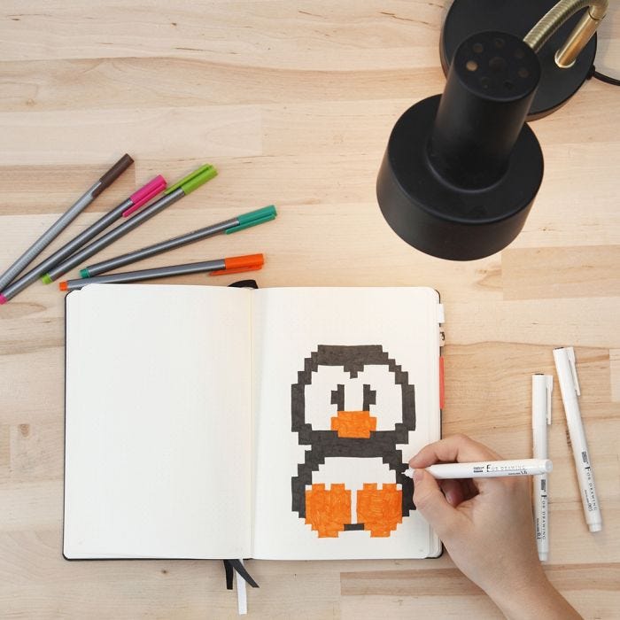 Pixel Art in een Bullet Journal